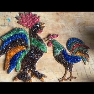 Folksy and very colorful chicken house decor
